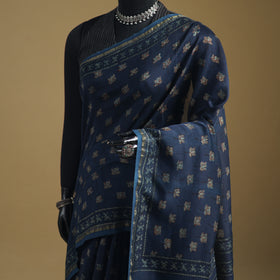 Chanderi Silk Akola Hand Block Print Natural Dyed Saree 13