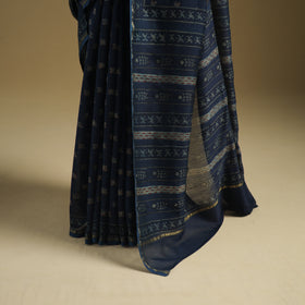 Chanderi Silk Akola Hand Block Print Natural Dyed Saree 13