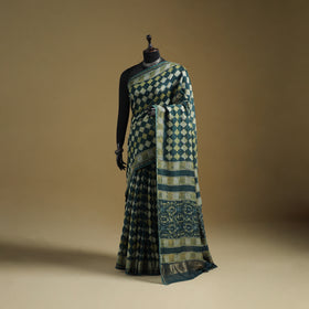 Chanderi Silk Akola Hand Block Print Natural Dyed Saree 14