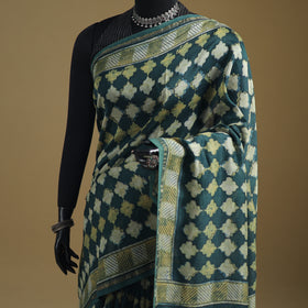 Chanderi Silk Akola Hand Block Print Natural Dyed Saree 14