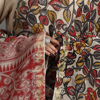 Multicolor - Chanderi Silk Print Kalamkari Dupatta 02