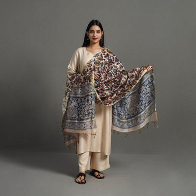 Multicolor - Chanderi Silk Print Kalamkari Dupatta 03