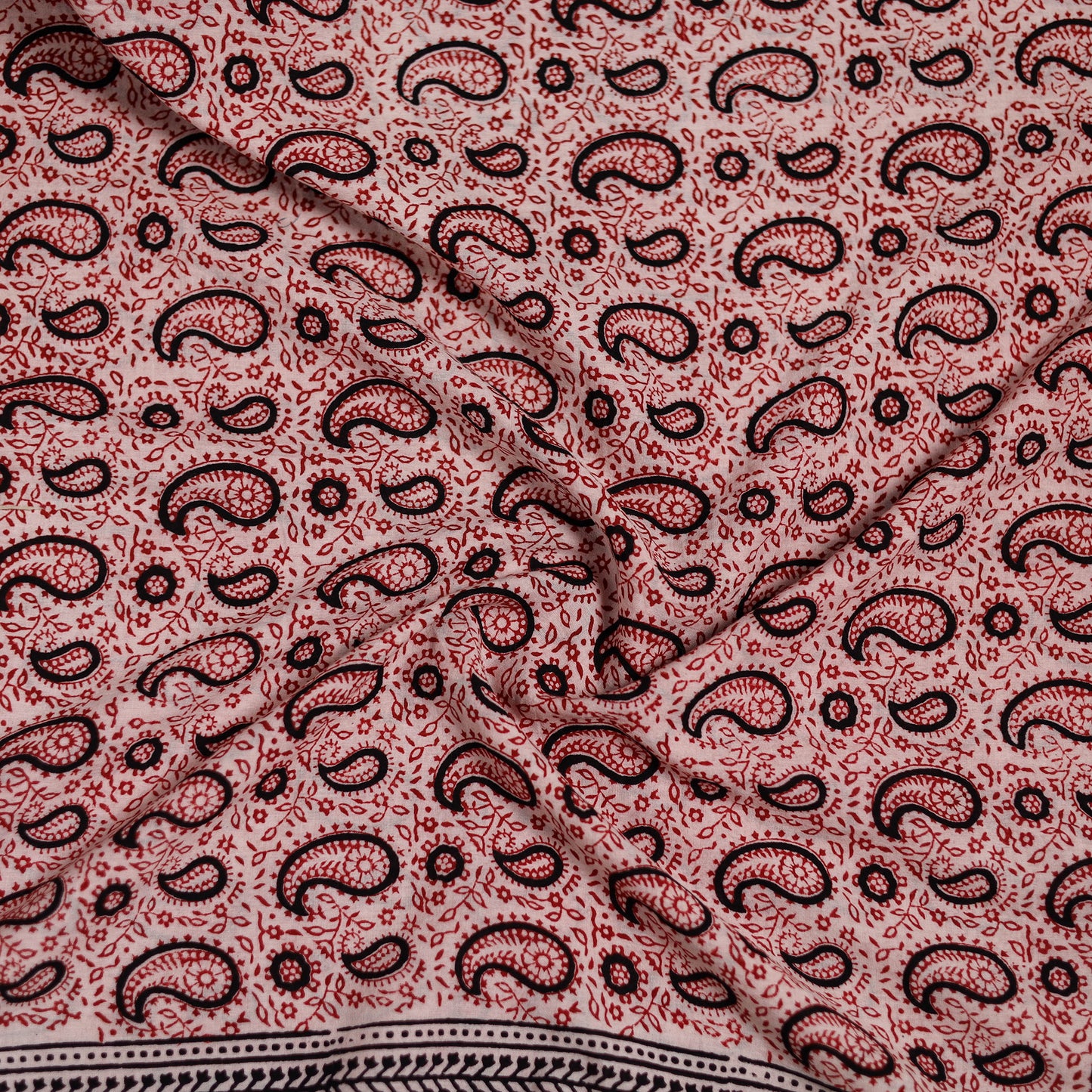 Red - Bagh Hand Block Print Natural Dyed Cotton Blouse Piece 34