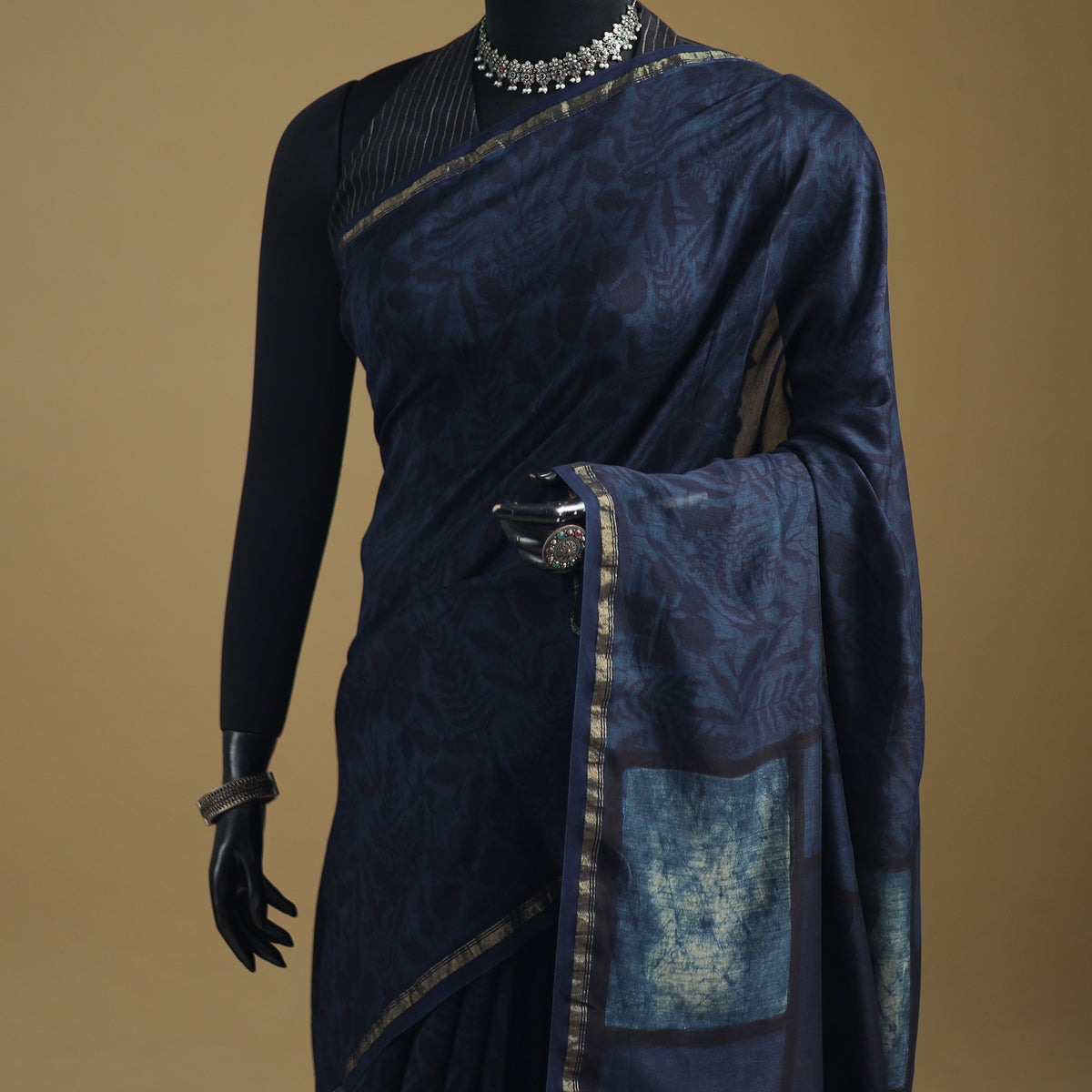 Chanderi Silk Akola Hand Block Print Natural Dyed Saree 15