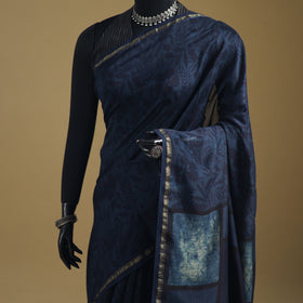Chanderi Silk Akola Hand Block Print Natural Dyed Saree 15