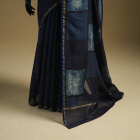 Chanderi Silk Akola Hand Block Print Natural Dyed Saree 15