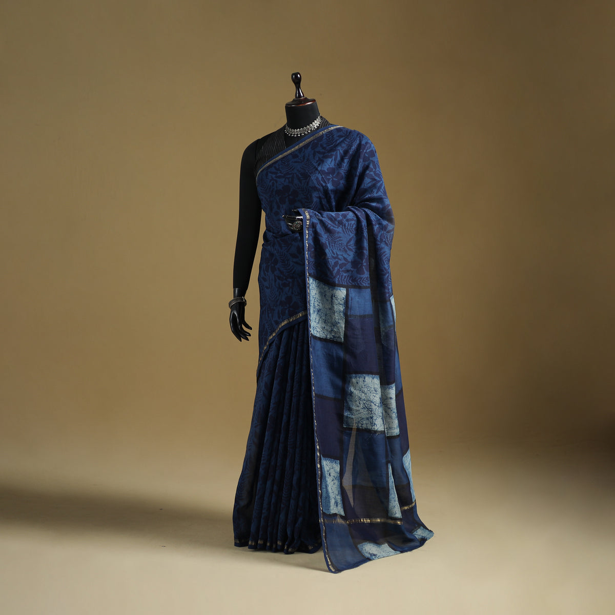 Chanderi Silk Akola Hand Block Print Natural Dyed Saree 16