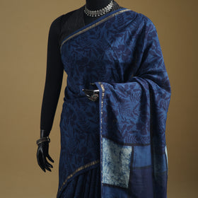 Chanderi Silk Akola Hand Block Print Natural Dyed Saree 16