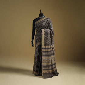 Chanderi Silk Akola Hand Block Print Natural Dyed Saree 17