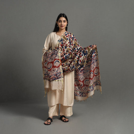 Multicolor - Chanderi Silk Print Kalamkari Dupatta 07