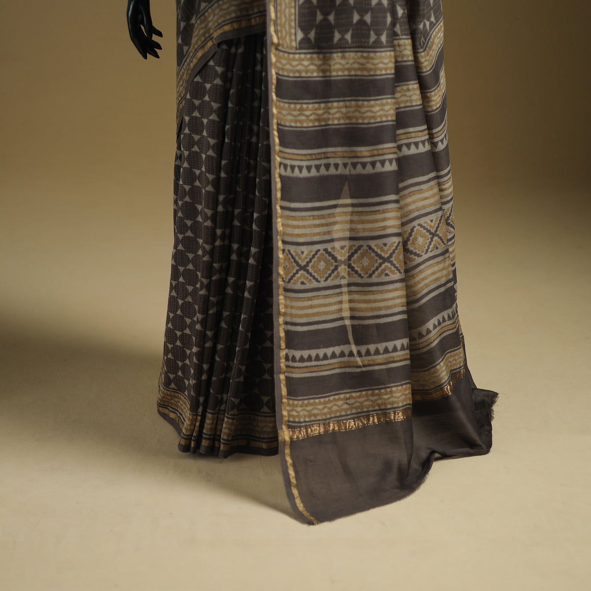 Chanderi Silk Akola Hand Block Print Natural Dyed Saree 17