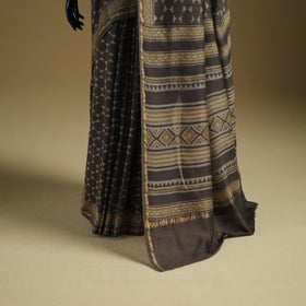 Chanderi Silk Akola Hand Block Print Natural Dyed Saree 17