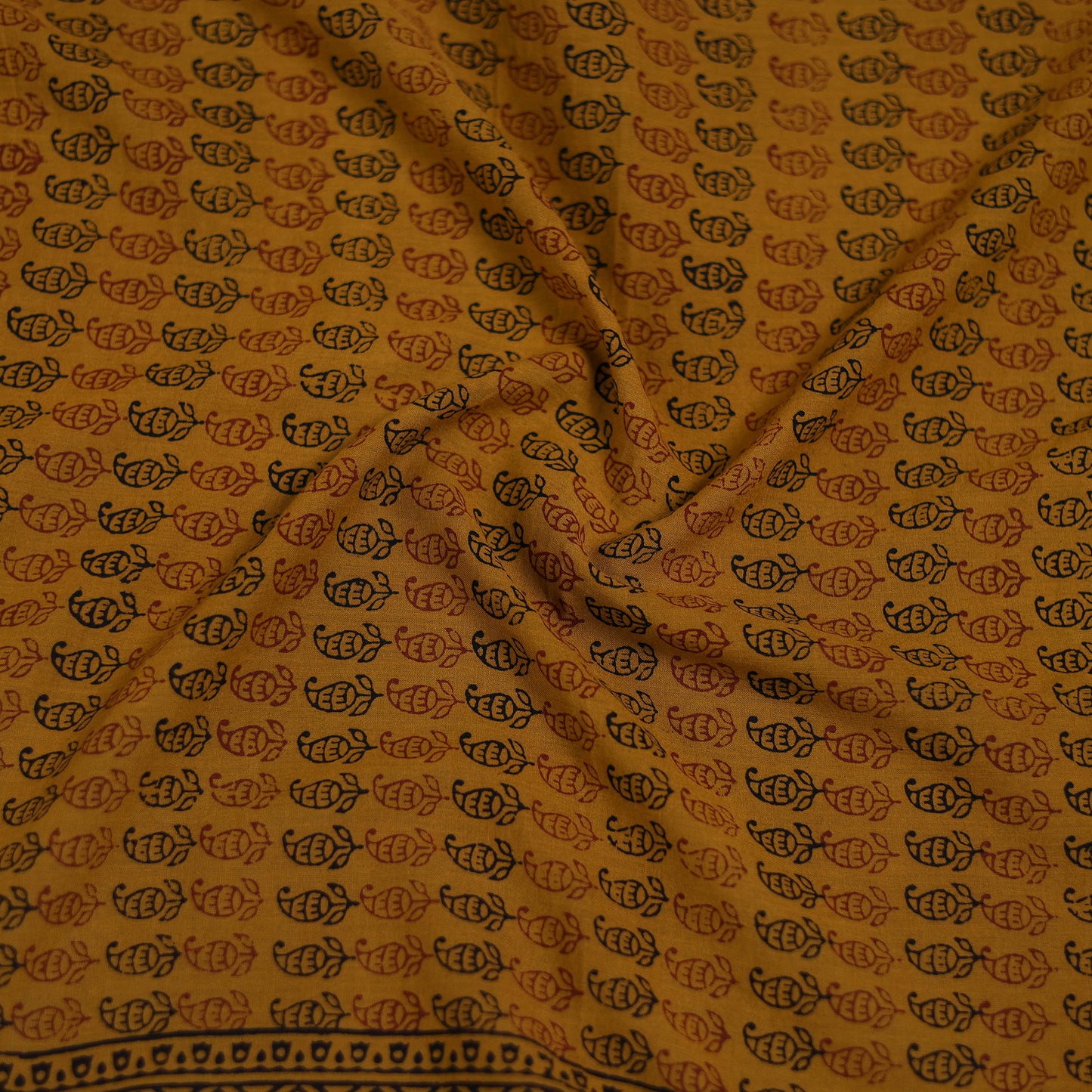 Yellow - Bagh Hand Block Print Natural Dyed Cotton Blouse Piece 26