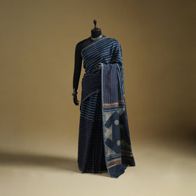 Chanderi Silk Akola Hand Block Print Natural Dyed Saree 18