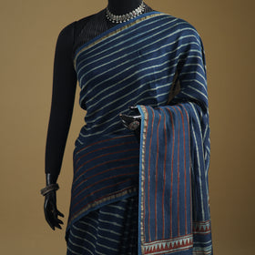 Chanderi Silk Akola Hand Block Print Natural Dyed Saree 18