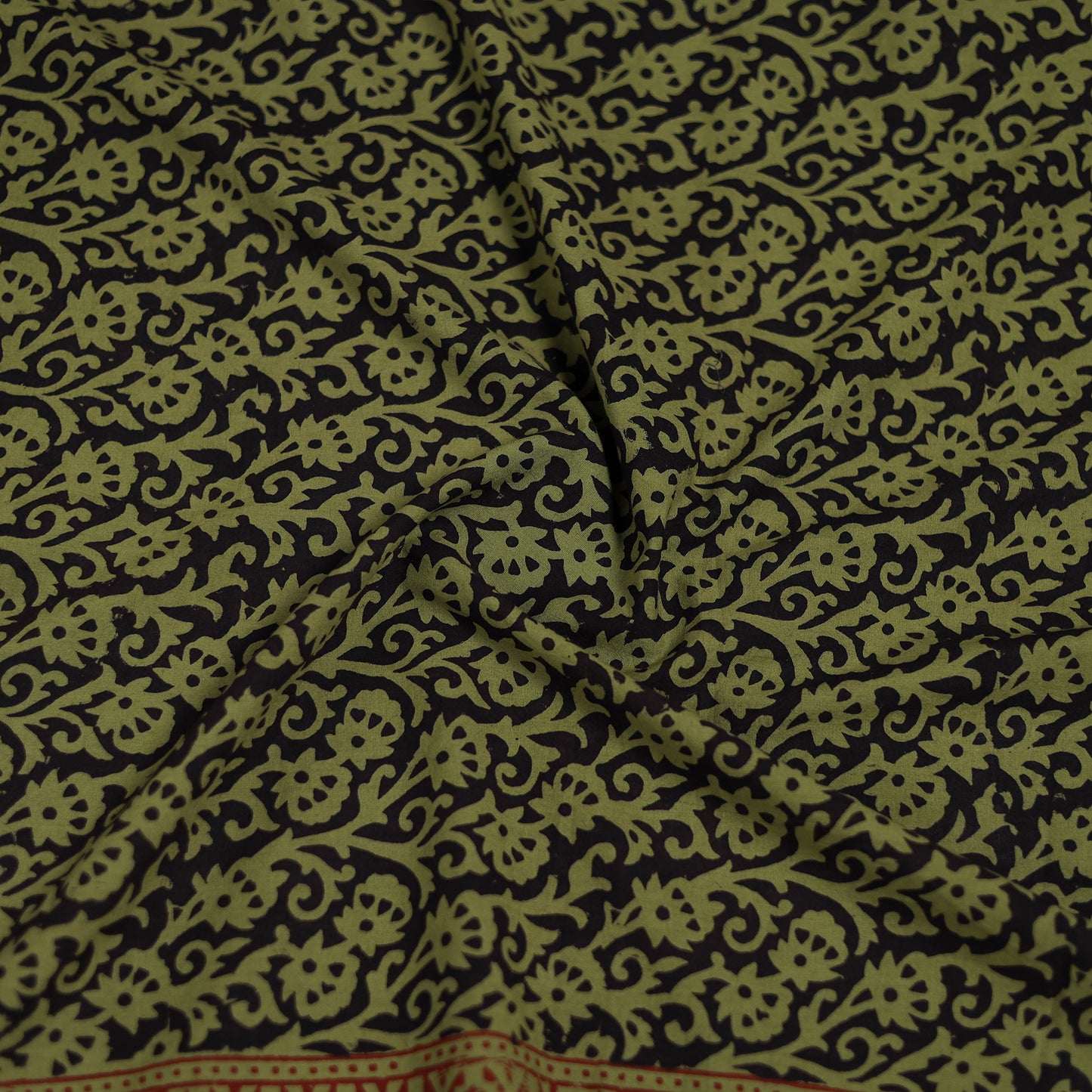 Green - Bagh Hand Block Print Natural Dyed Cotton Blouse Piece 25