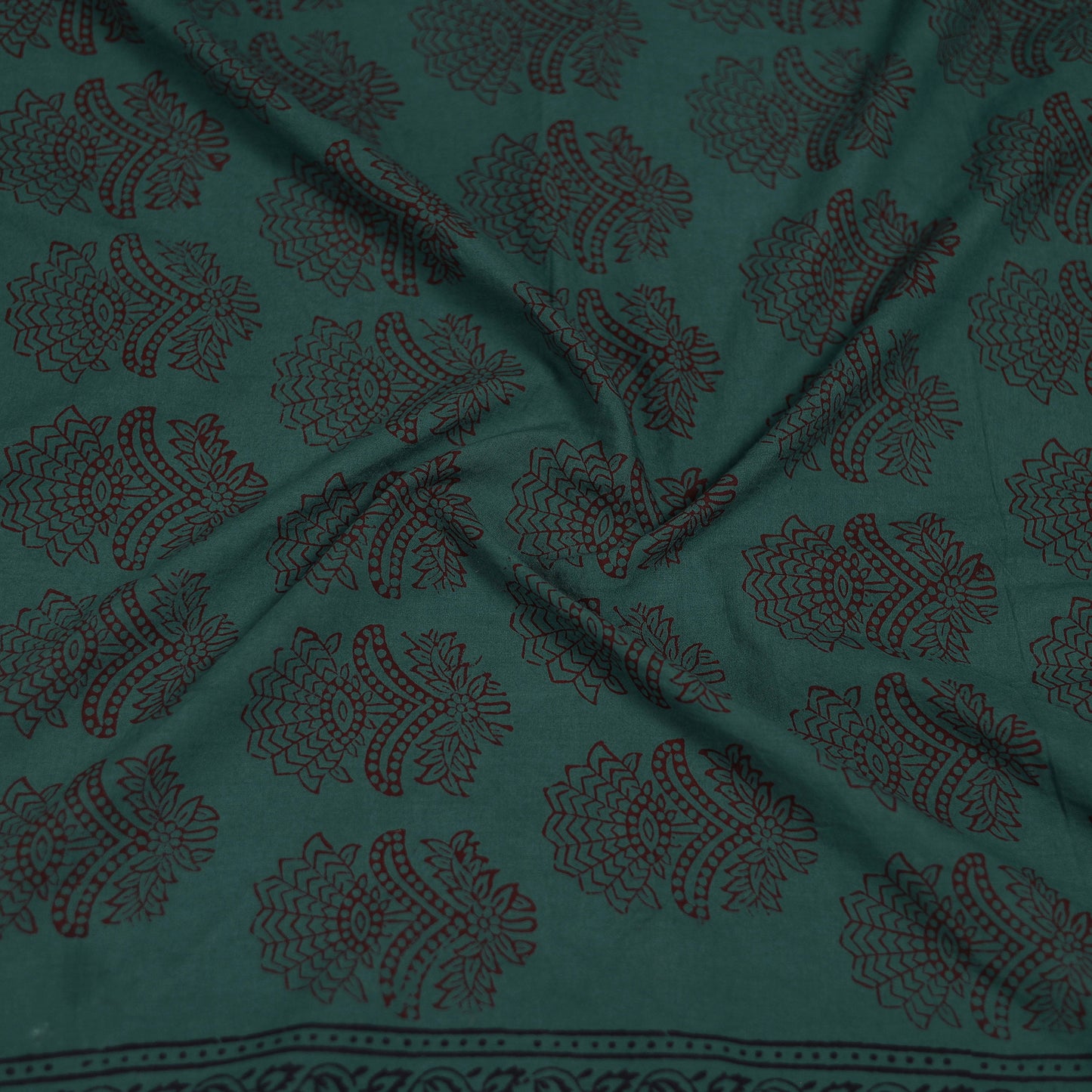 Green - Bagh Hand Block Print Natural Dyed Cotton Blouse Piece 24