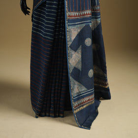 Chanderi Silk Akola Hand Block Print Natural Dyed Saree 18