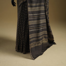 Chanderi Silk Akola Hand Block Print Natural Dyed Saree 19