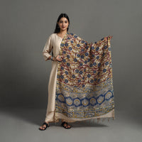 Beige - Chanderi Silk Print Kalamkari Dupatta 11