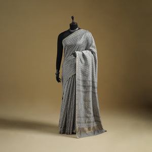 Chanderi Silk Akola Hand Block Print Natural Dyed Saree 20