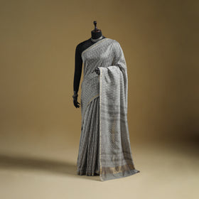 Chanderi Silk Akola Hand Block Print Natural Dyed Saree 20