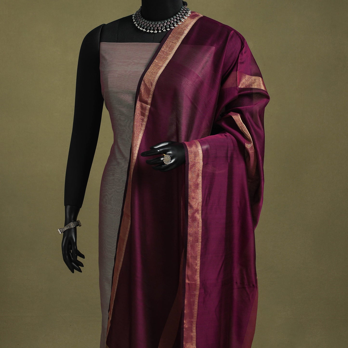 Purple - handloom silk cotton maheshwari dupatta 45