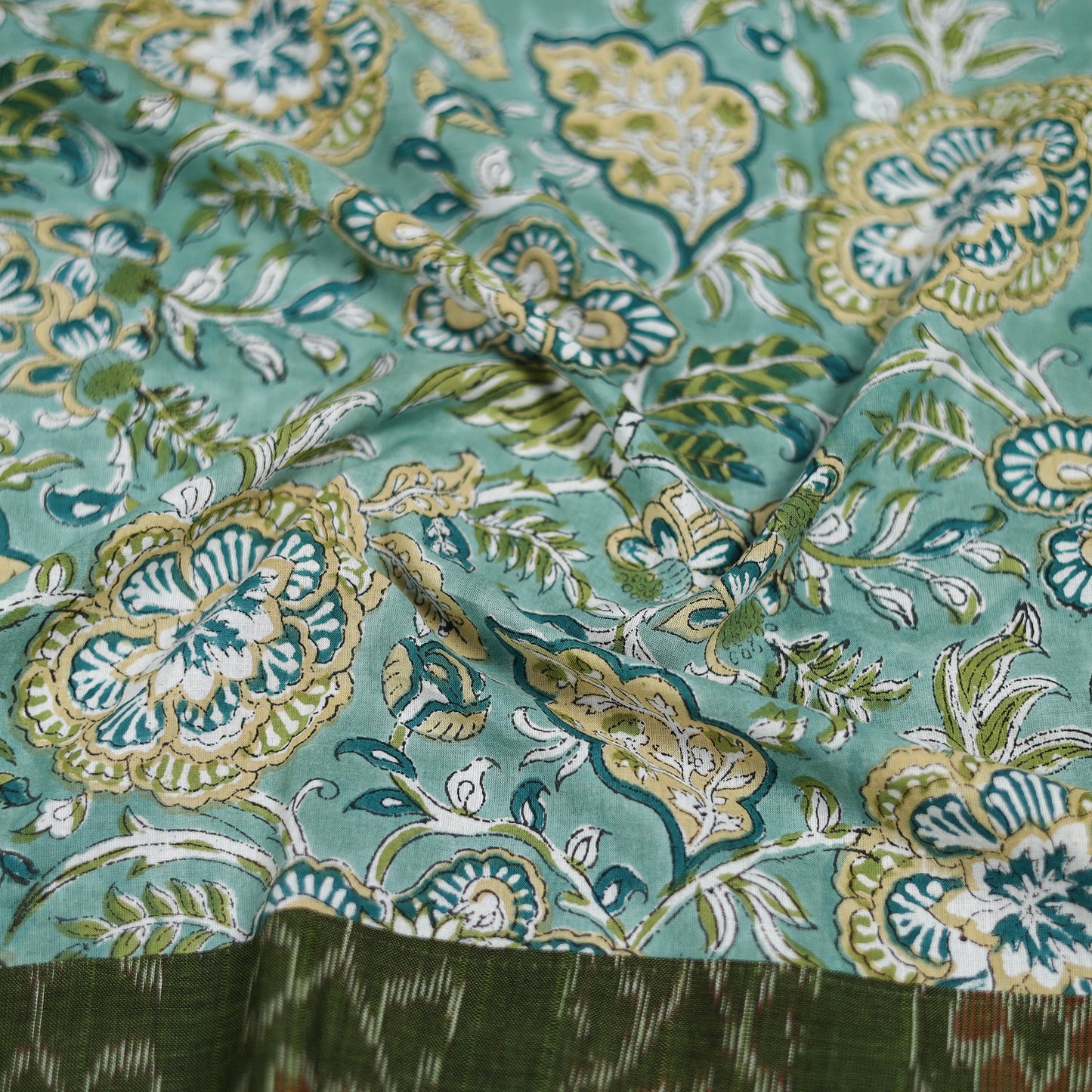 Green - Sanganeri Hand Block Print Cotton Blouse Piece 19