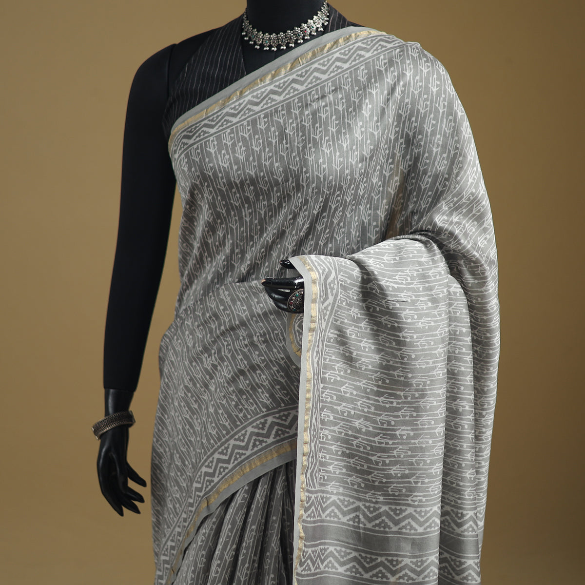 Chanderi Silk Akola Hand Block Print Natural Dyed Saree 20