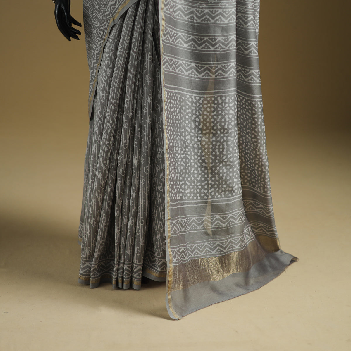 Chanderi Silk Akola Hand Block Print Natural Dyed Saree 20