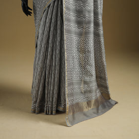 Chanderi Silk Akola Hand Block Print Natural Dyed Saree 20