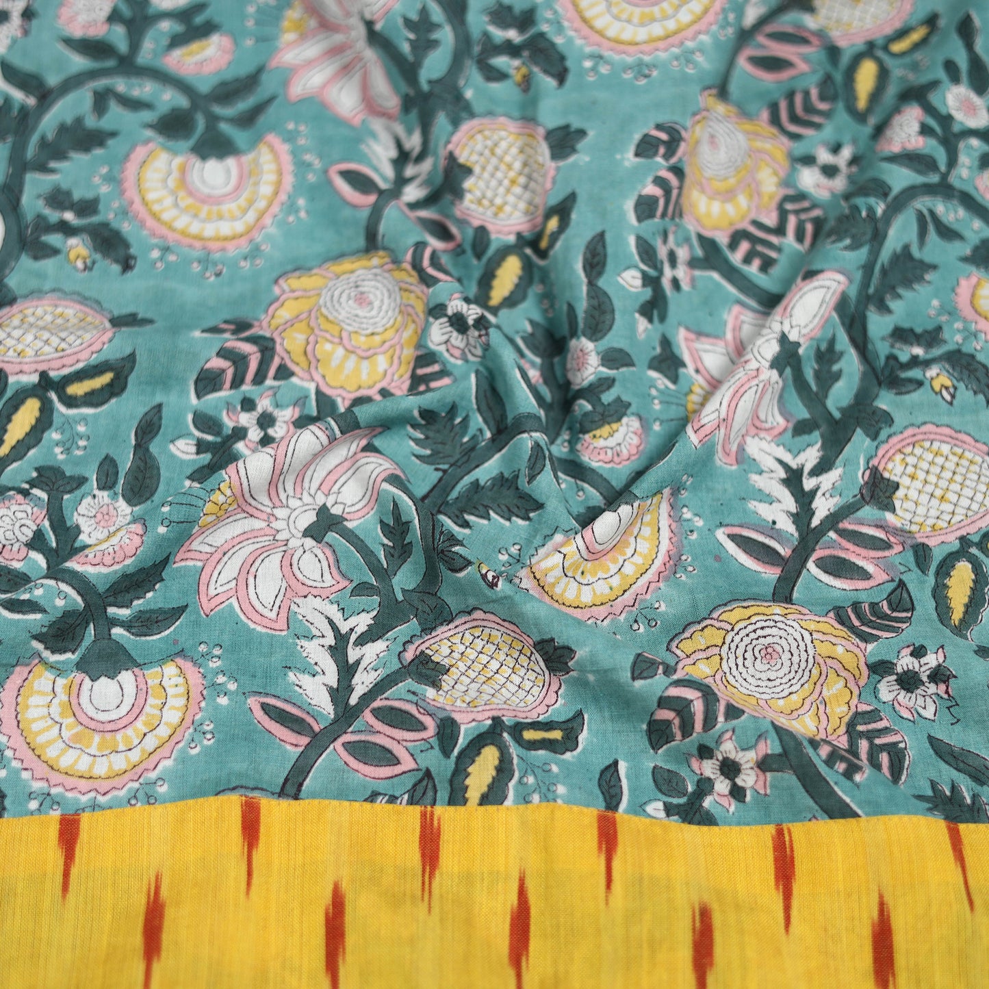 Green - Sanganeri Hand Block Print Cotton Blouse Piece 16