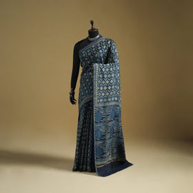 Chanderi Silk Akola Hand Block Print Natural Dyed Saree 21
