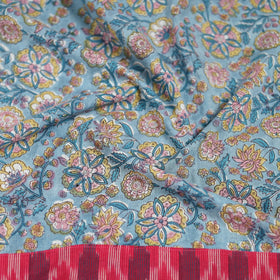 Blue - Sanganeri Hand Block Print Cotton Blouse Piece 13