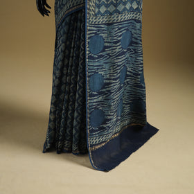 Chanderi Silk Akola Hand Block Print Natural Dyed Saree 21