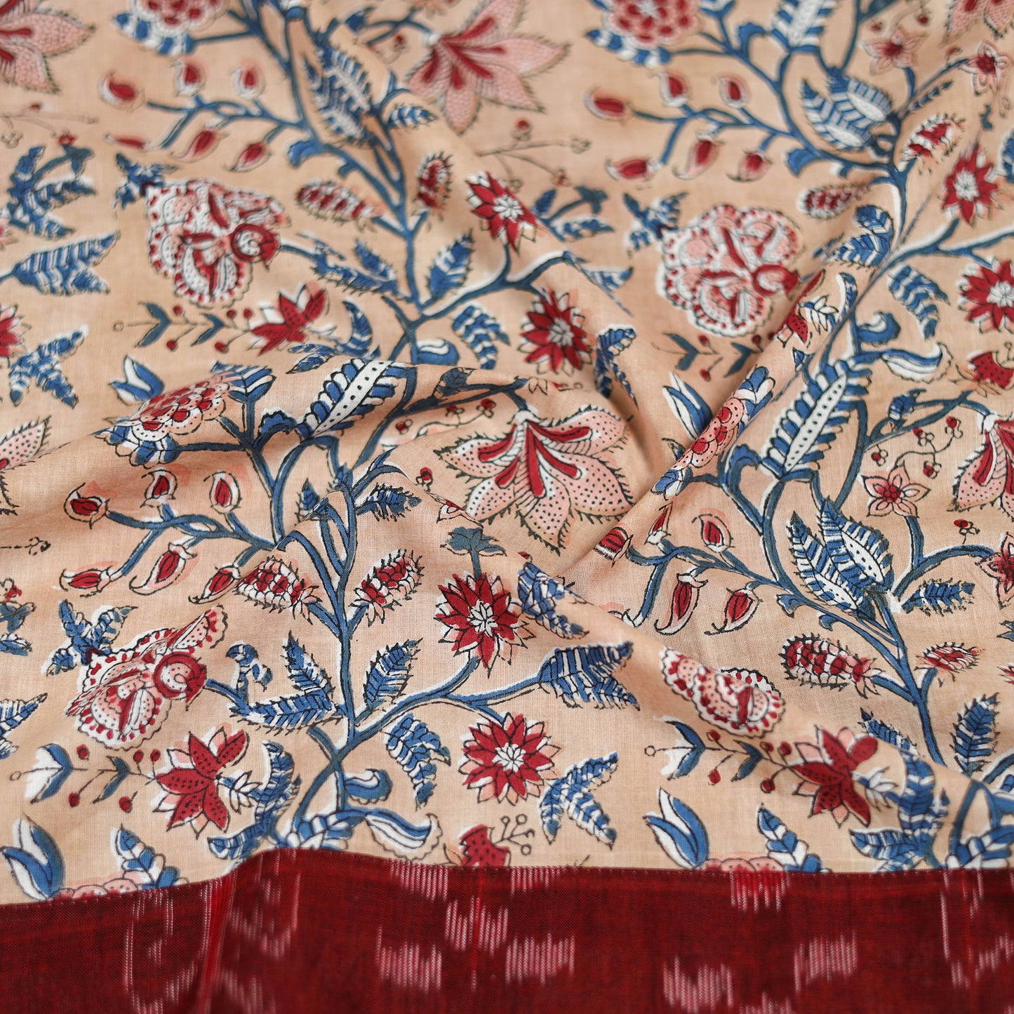 Beige - Sanganeri Hand Block Print Cotton Blouse Piece 11