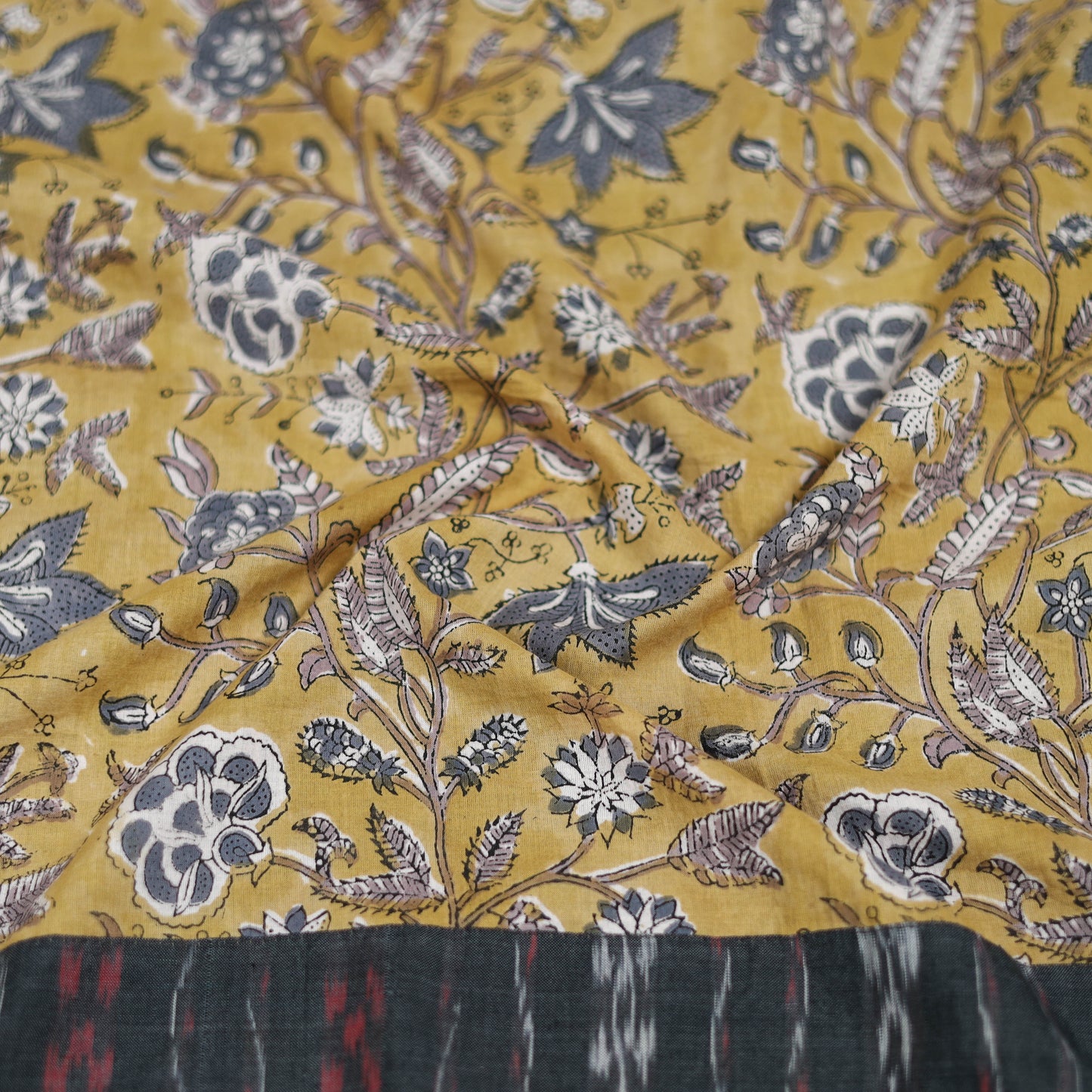 Yellow - Sanganeri Hand Block Print Cotton Blouse Piece 10