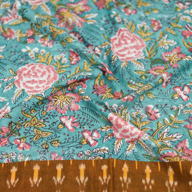 Blue - Sanganeri Hand Block Print Cotton Blouse Piece 06