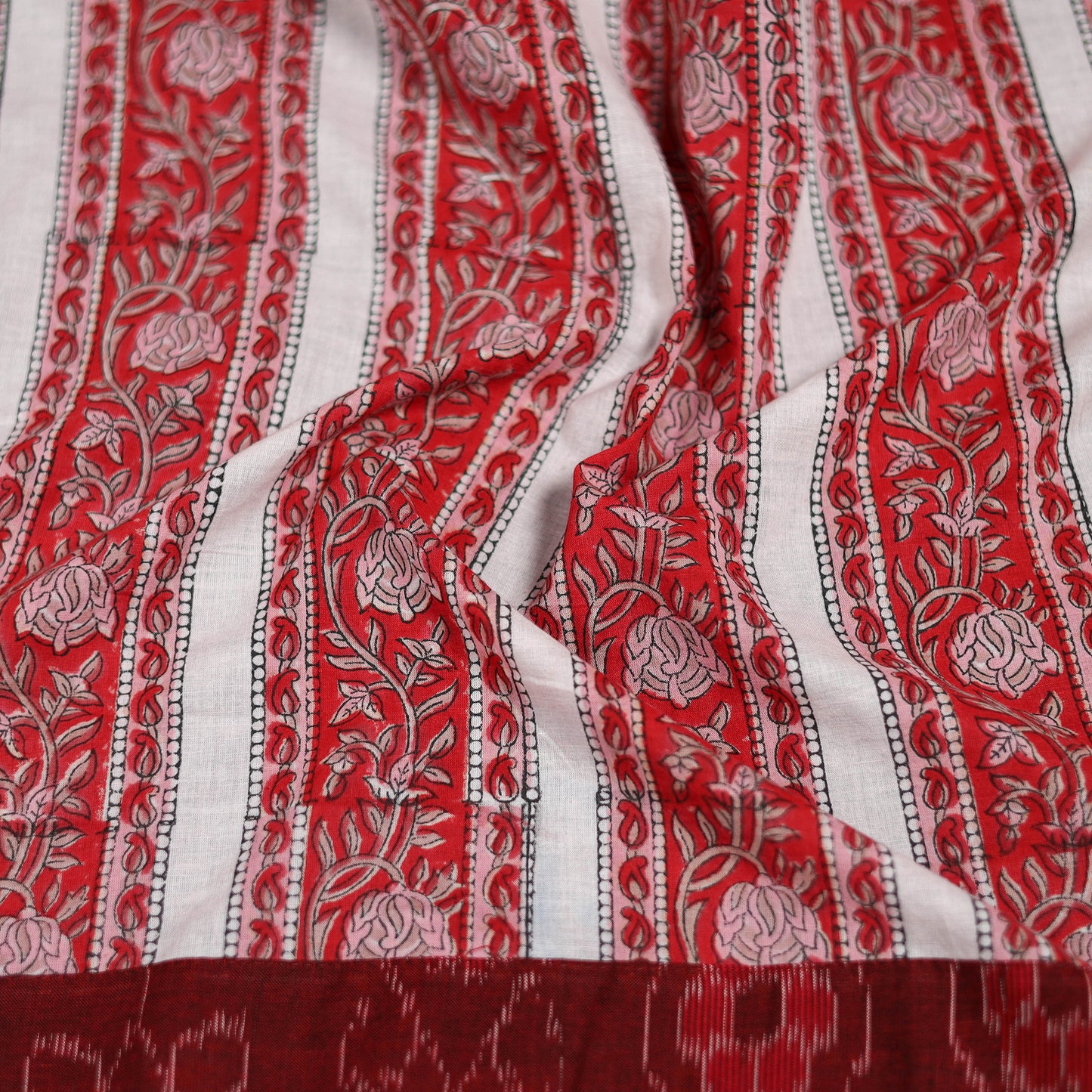 Red - Sanganeri Hand Block Print Cotton Blouse Piece 03