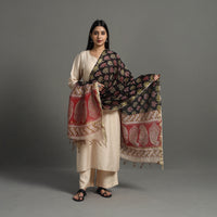 Black - Chanderi Silk Print Kalamkari Dupatta 14