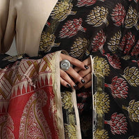 Black - Chanderi Silk Print Kalamkari Dupatta 14