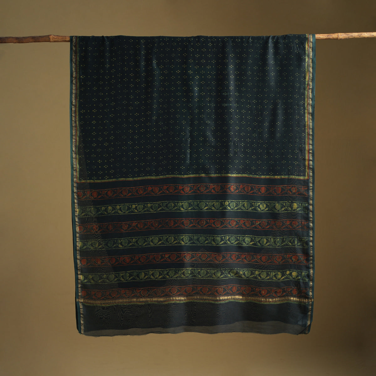 Chanderi Silk Akola Hand Block Print Natural Dyed Saree 05