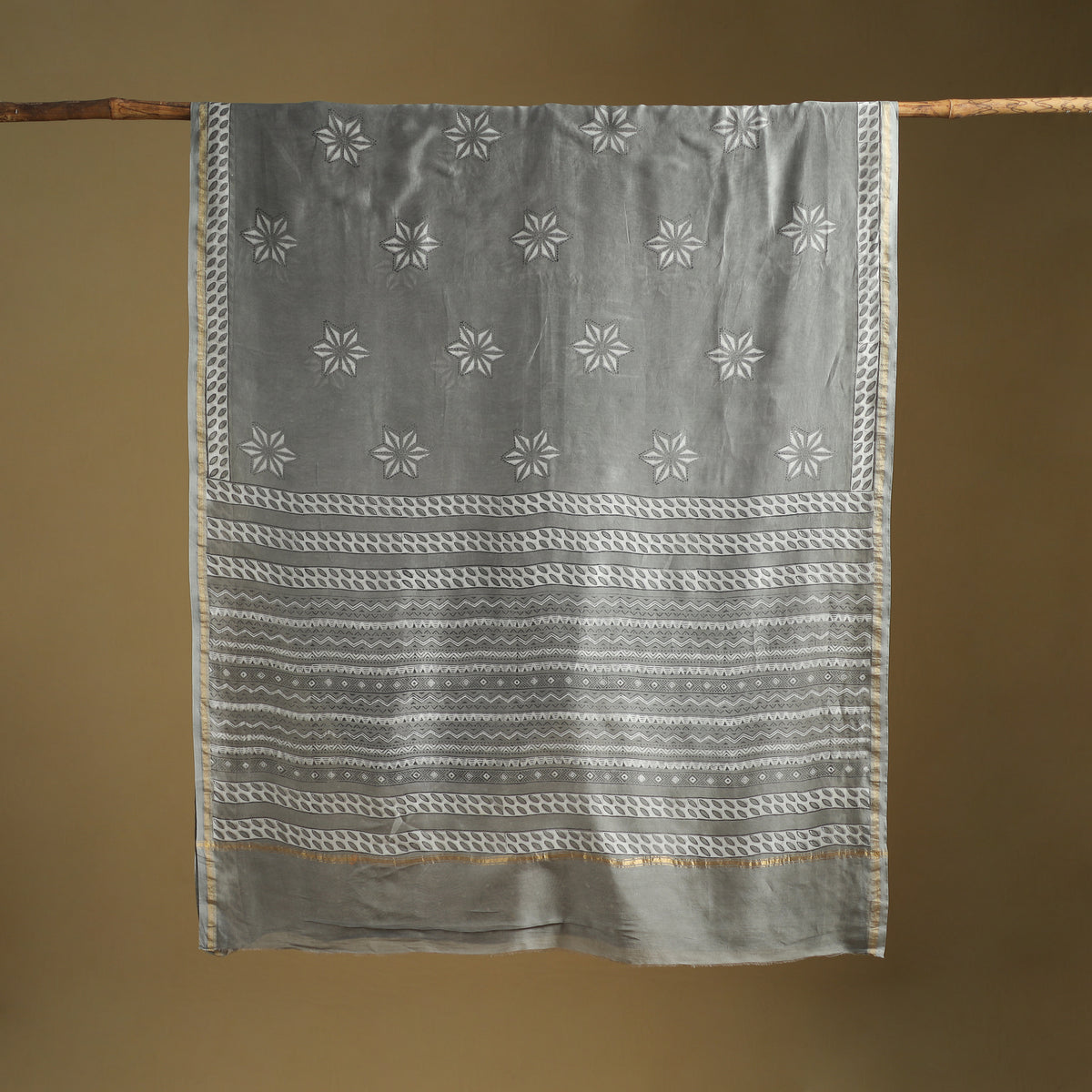 Chanderi Silk Akola Hand Block Print Natural Dyed Saree 06