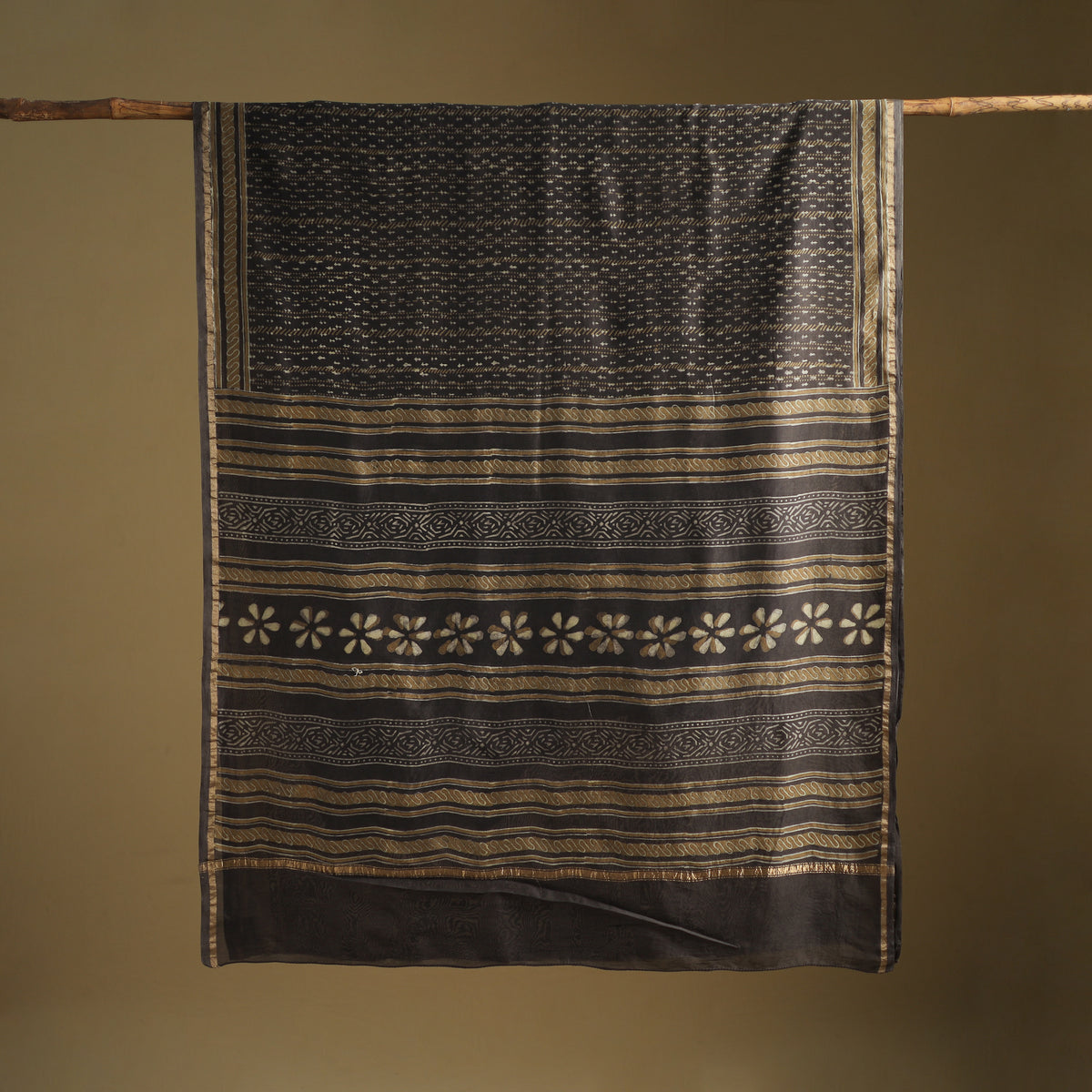 Chanderi Silk Akola Hand Block Print Natural Dyed Saree 08