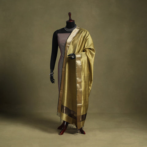 Green - handloom silk cotton maheshwari dupatta 53