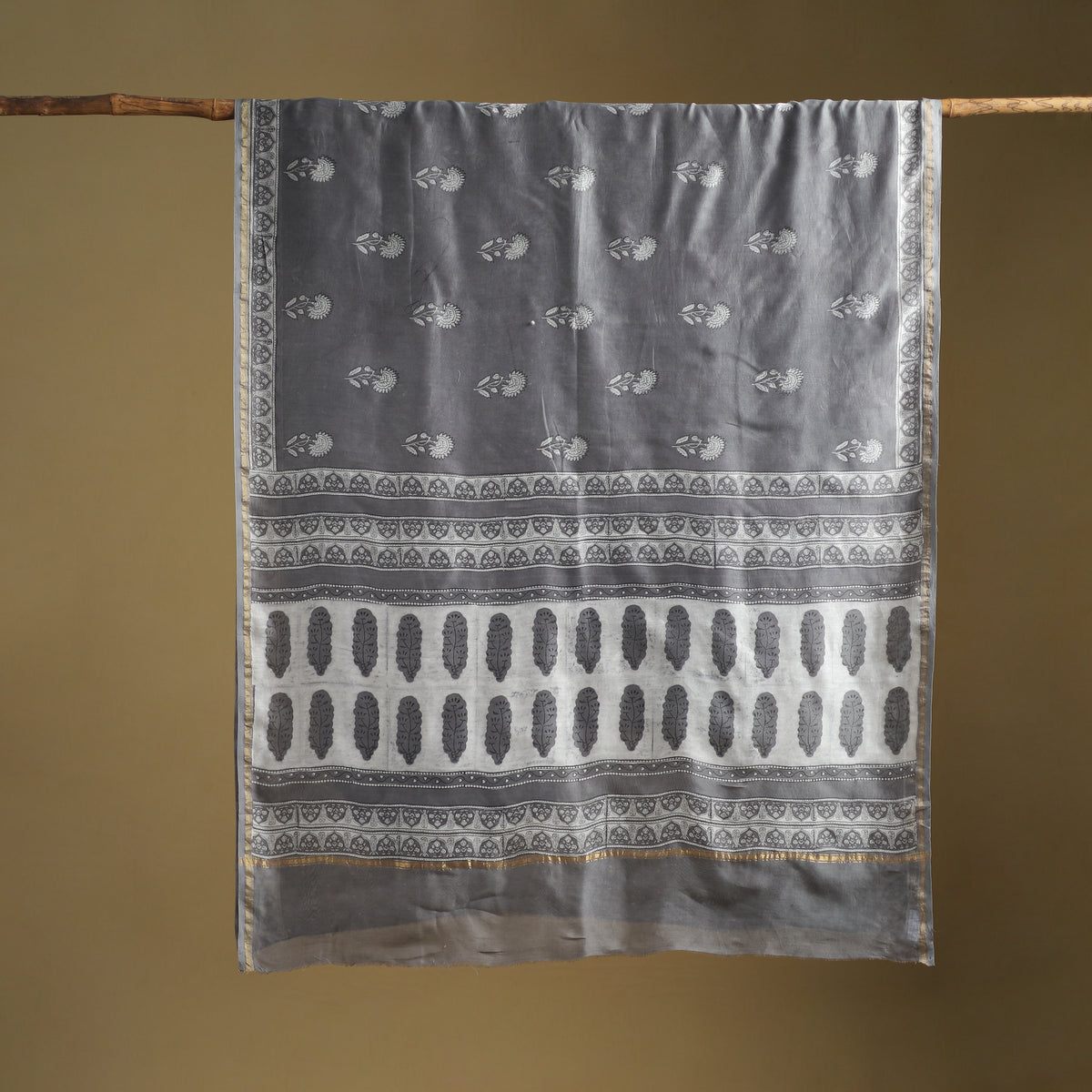 Chanderi Silk Akola Hand Block Print Natural Dyed Saree 11