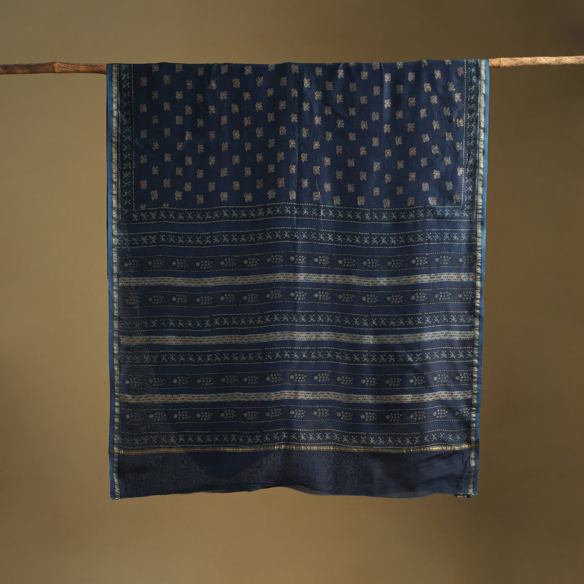 Chanderi Silk Akola Hand Block Print Natural Dyed Saree 13