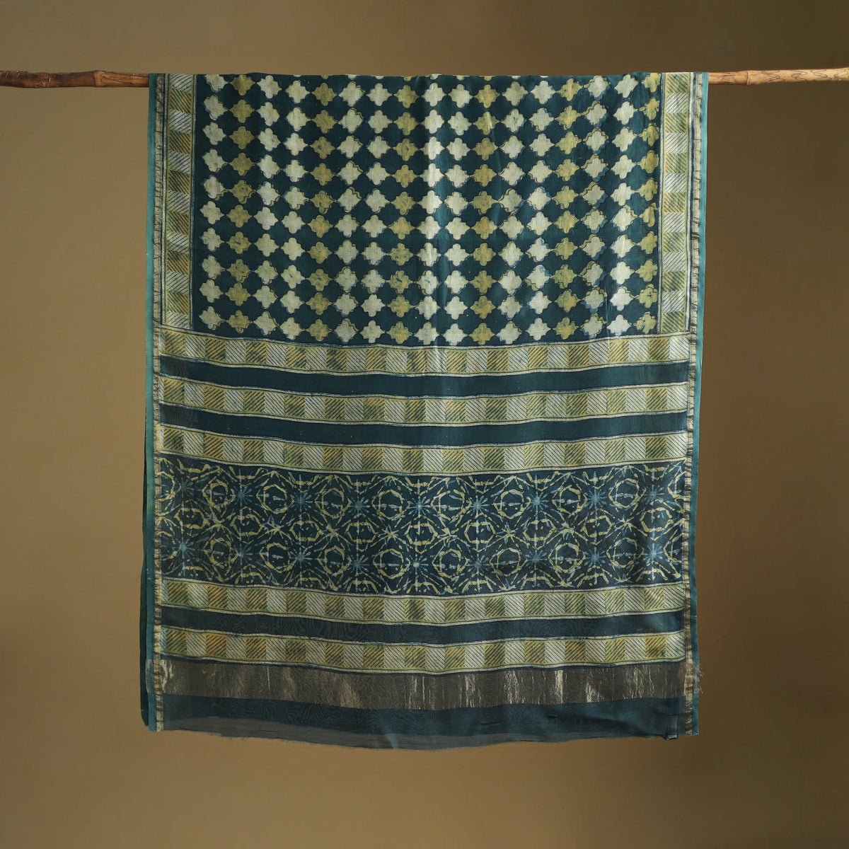 Chanderi Silk Akola Hand Block Print Natural Dyed Saree 14