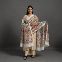 Multicolor - Handloom Chanderi Silk Handpainted Madhubani Dupatta 01