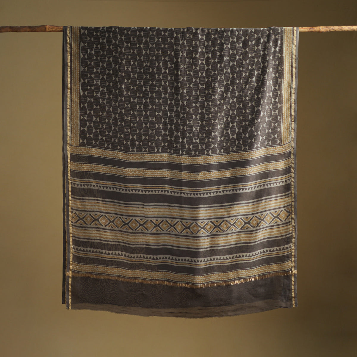 Chanderi Silk Akola Hand Block Print Natural Dyed Saree 17